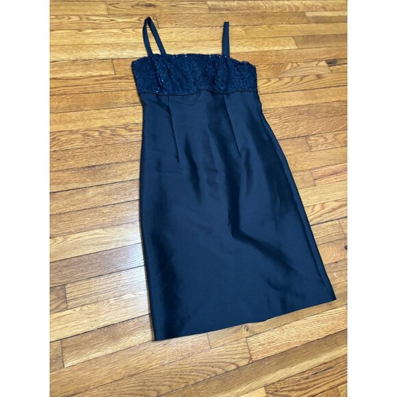 Talbots Womens Cocktail Party Dress Sz 6p Petite Black Silk Cotton Sequined Lace - Picture 3 of 9